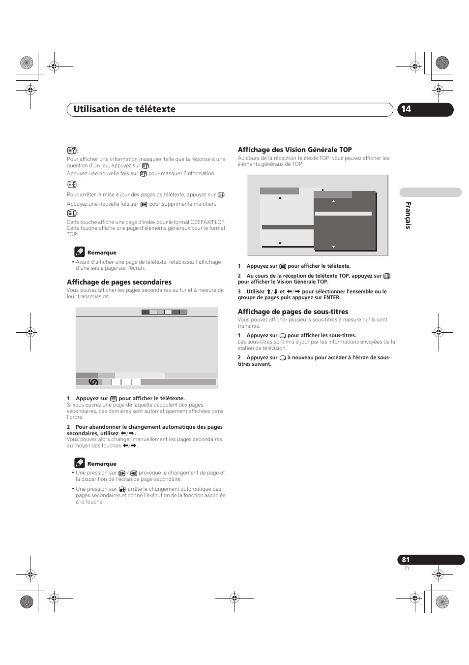 Utilisation de télétexte 14 | Pioneer PDP-LX5090 User Manual | Page 171 / 264