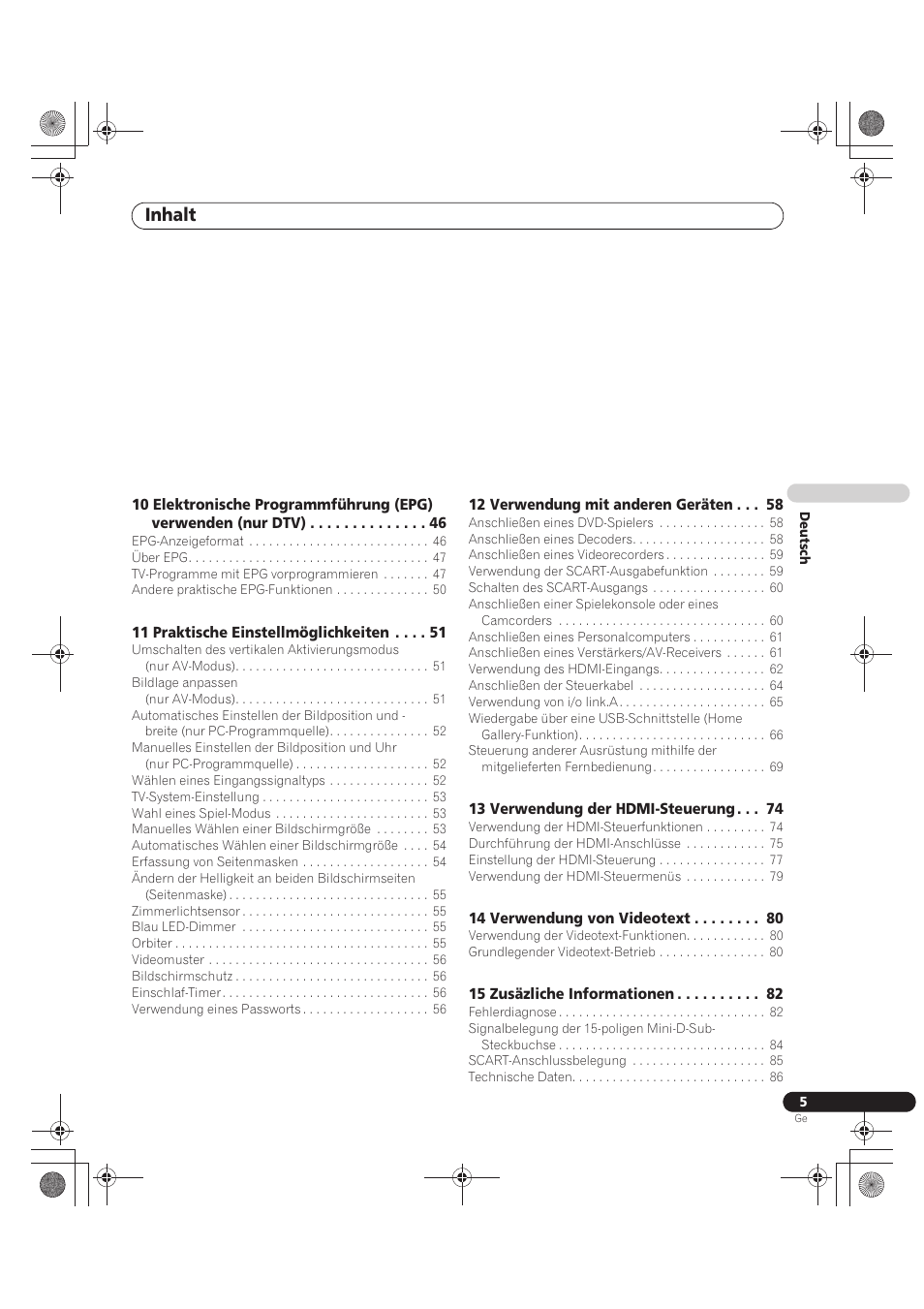 Inhalt | Pioneer PDP-LX5090 User Manual | Page 181 / 264