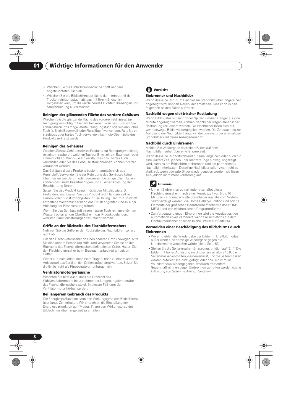 Wichtige informationen für den anwender 01 | Pioneer PDP-LX5090 User Manual | Page 184 / 264