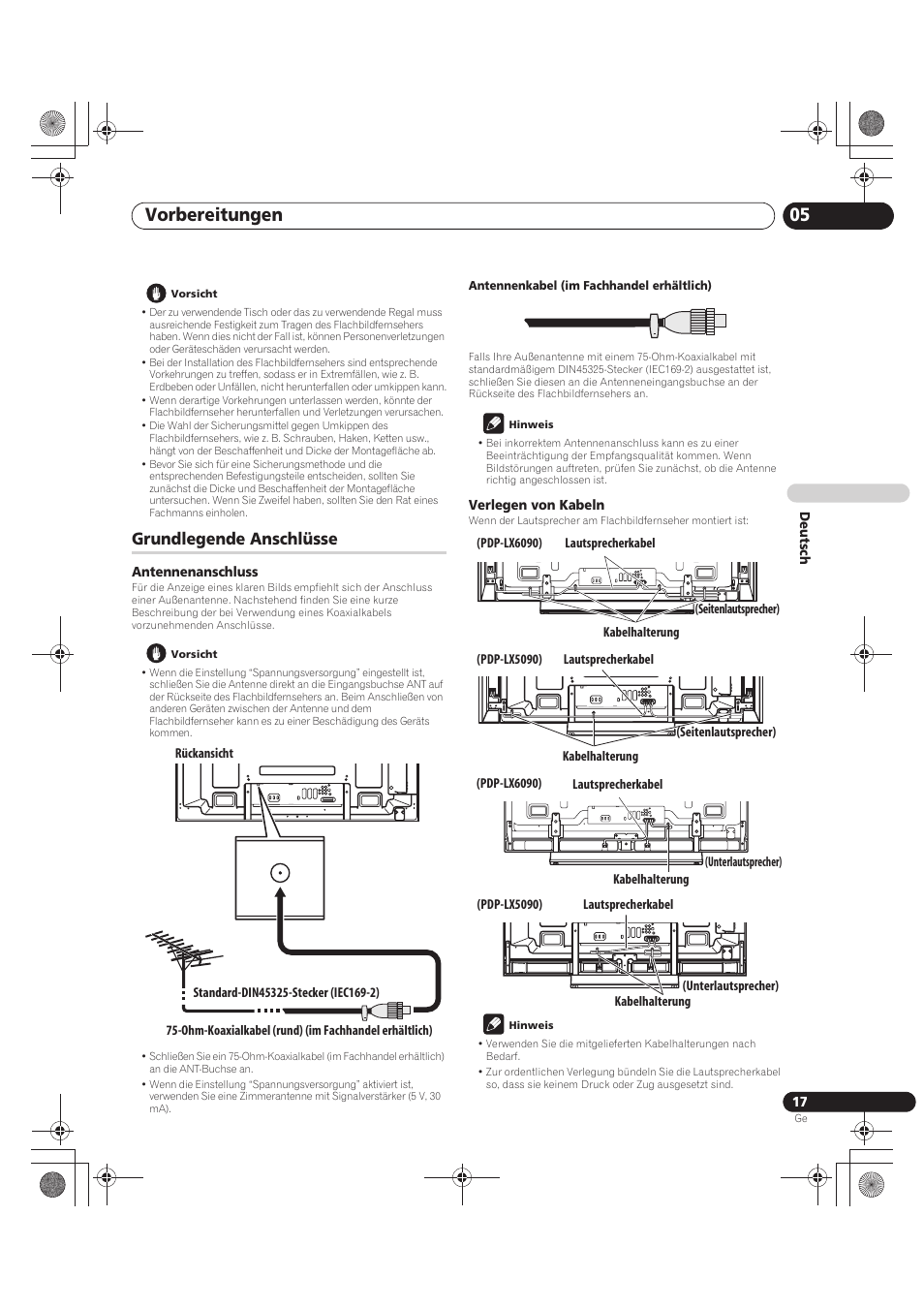 Grundlegende anschlüsse, Vorbereitungen 05 | Pioneer PDP-LX5090 User Manual | Page 193 / 264