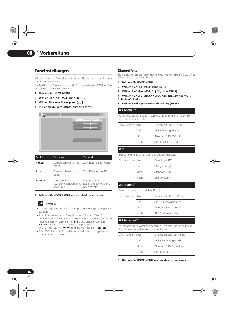 Toneinstellungen, Vorbereitung 08 | Pioneer PDP-LX5090 User Manual | Page 212 / 264