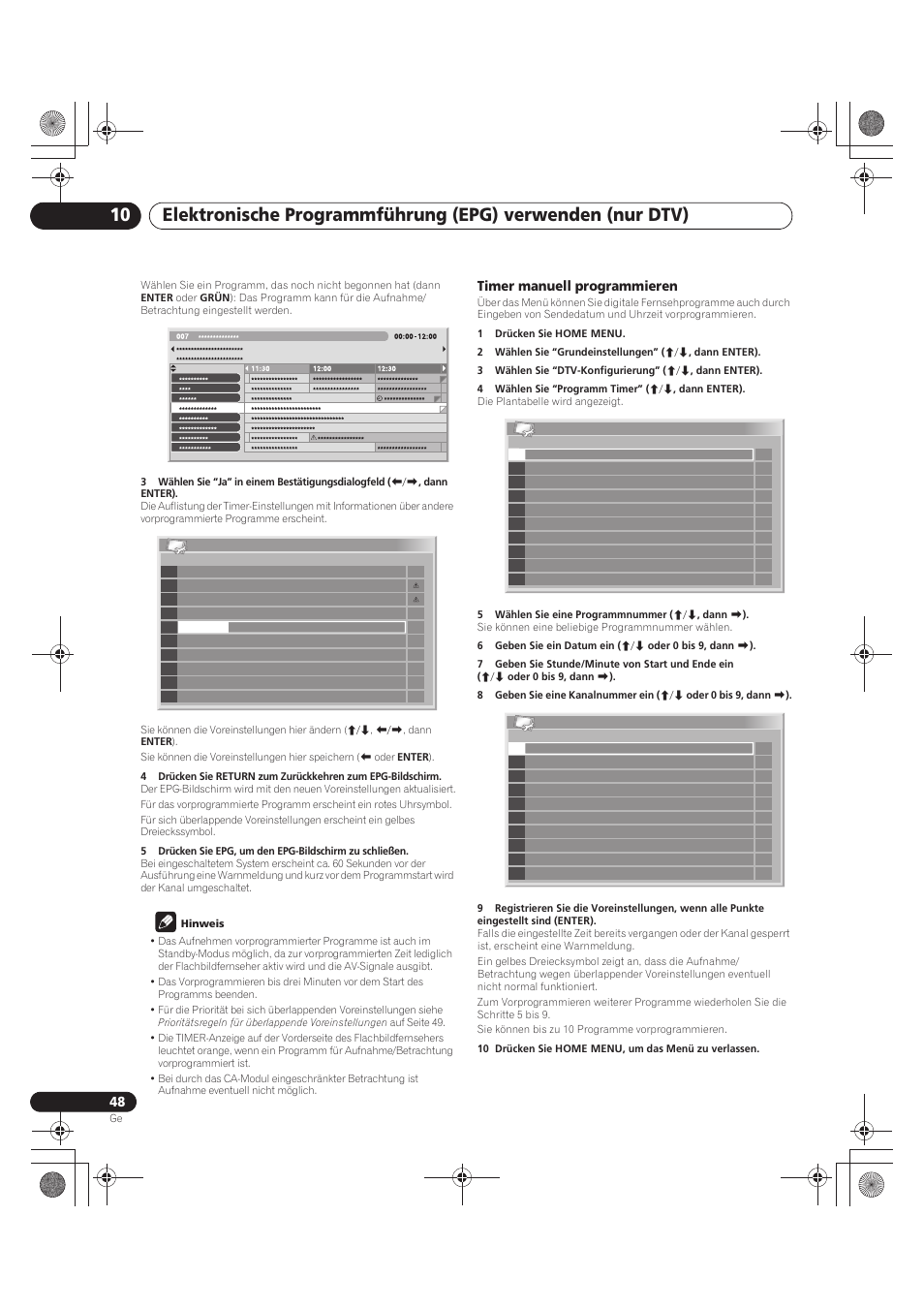 Timer manuell programmieren | Pioneer PDP-LX5090 User Manual | Page 224 / 264