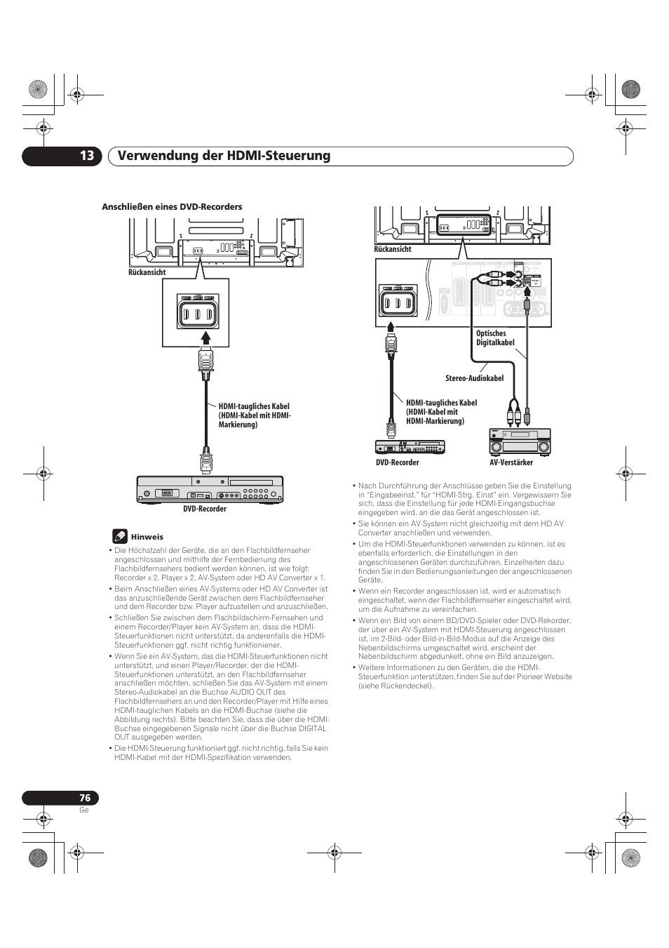 Verwendung der hdmi-steuerung 13 | Pioneer PDP-LX5090 User Manual | Page 252 / 264