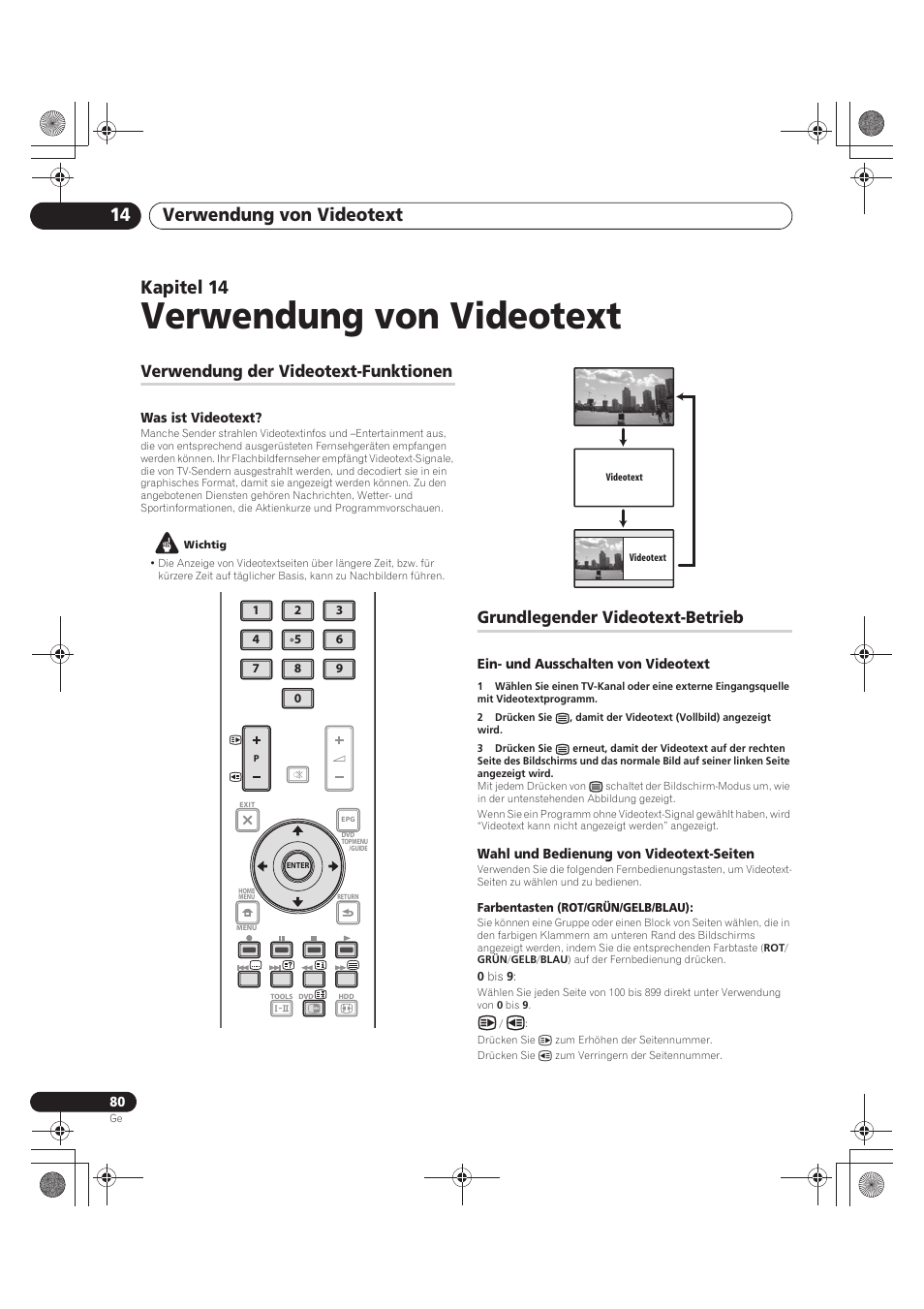 14 verwendung von videotext, Verwendung von videotext, Verwendung von videotext 14 | Kapitel 14, Verwendung der videotext-funktionen, Grundlegender videotext-betrieb | Pioneer PDP-LX5090 User Manual | Page 256 / 264