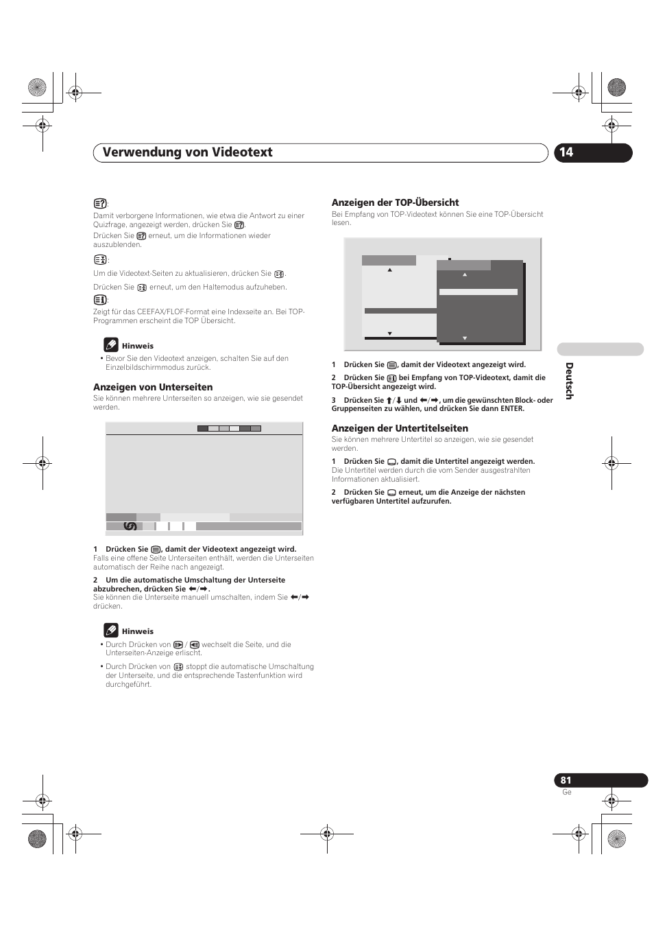 Verwendung von videotext 14 | Pioneer PDP-LX5090 User Manual | Page 257 / 264