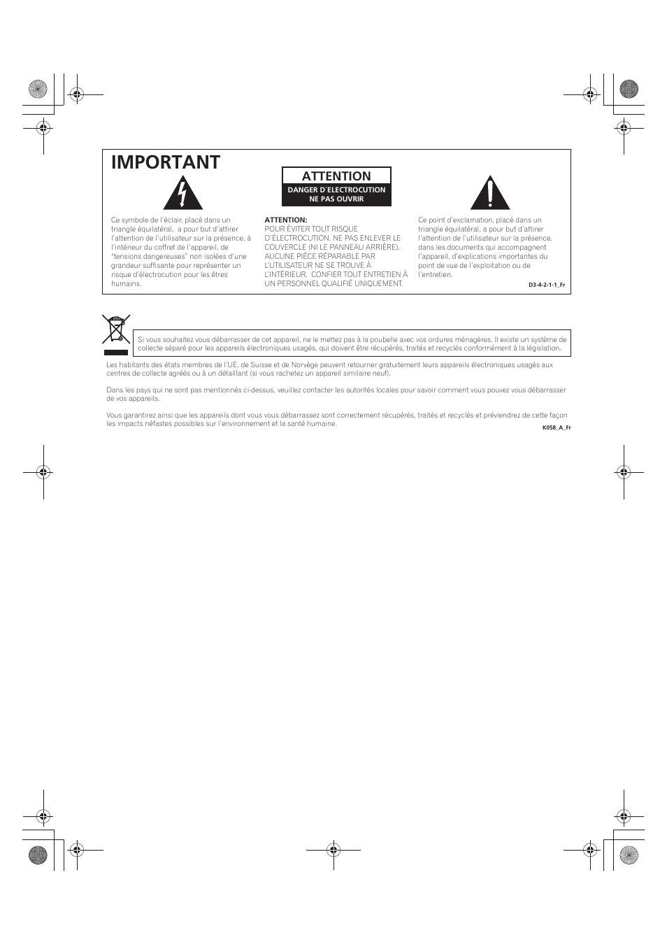 Important, Attention | Pioneer PDP-LX5090 User Manual | Page 92 / 264