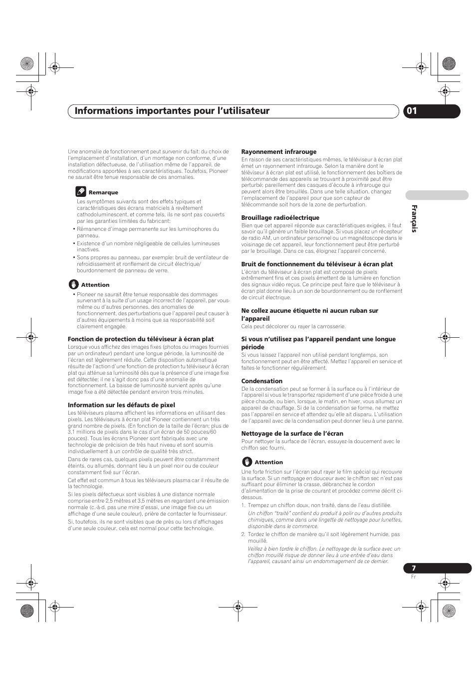 Informations importantes pour l’utilisateur 01 | Pioneer PDP-LX5090 User Manual | Page 97 / 264