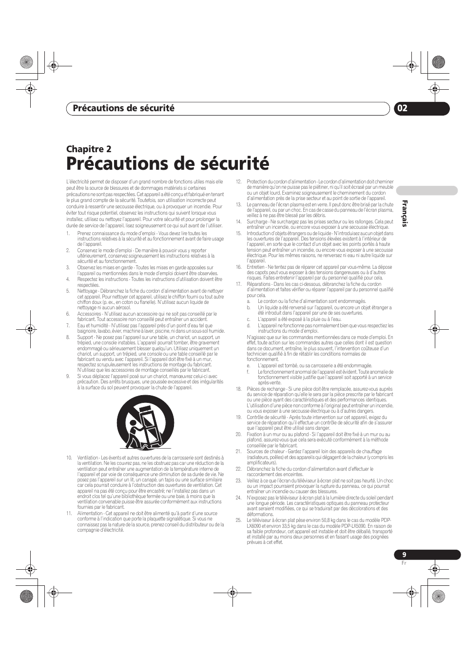 02 précautions de sécurité, Précautions de sécurité, Précautions de sécurité 02 | Chapitre 2 | Pioneer PDP-LX5090 User Manual | Page 99 / 264