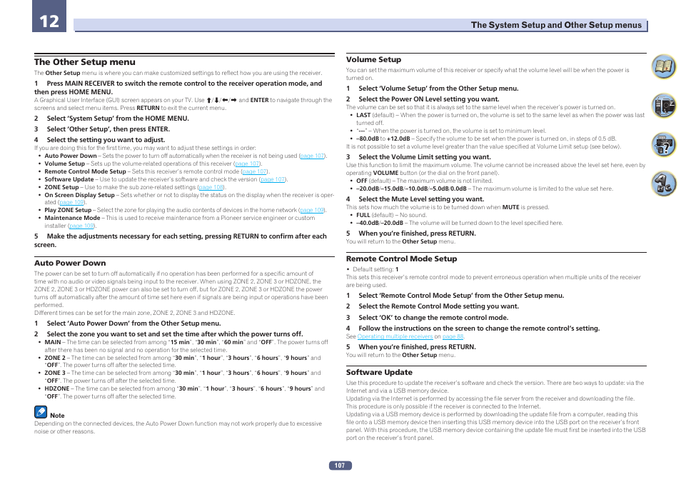 The other setup menu, Remote control mode setup, The other setup | Menu | Pioneer SC-LX58-S User Manual | Page 107 / 140
