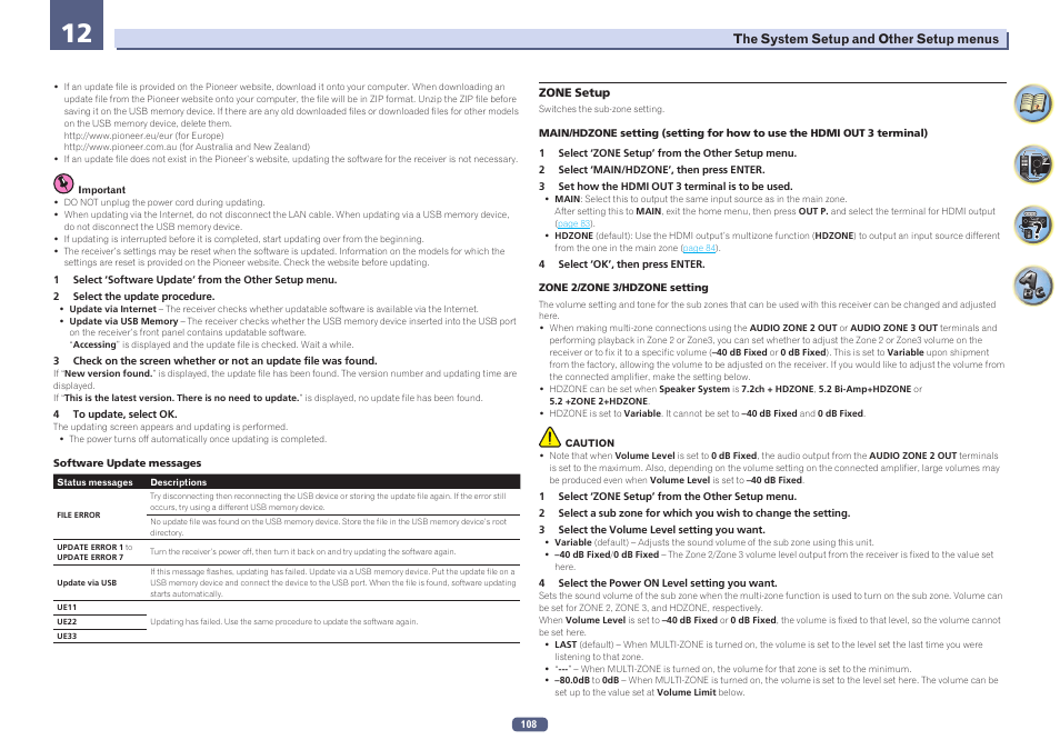 Zone setup | Pioneer SC-LX58-S User Manual | Page 108 / 140