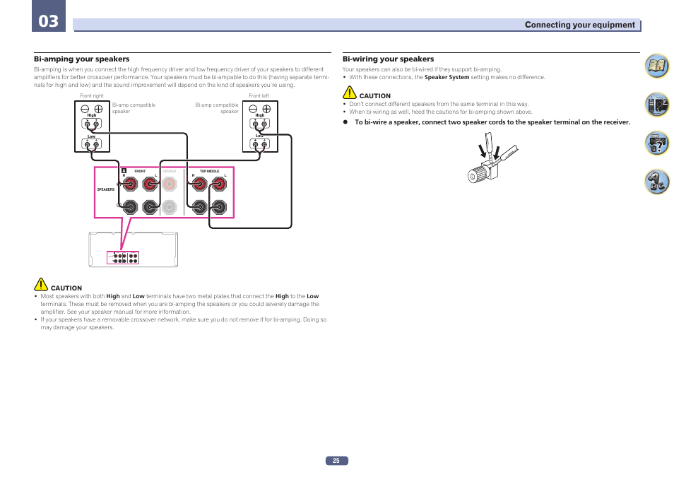 Bi-amping your speakers | Pioneer SC-LX58-S User Manual | Page 25 / 140