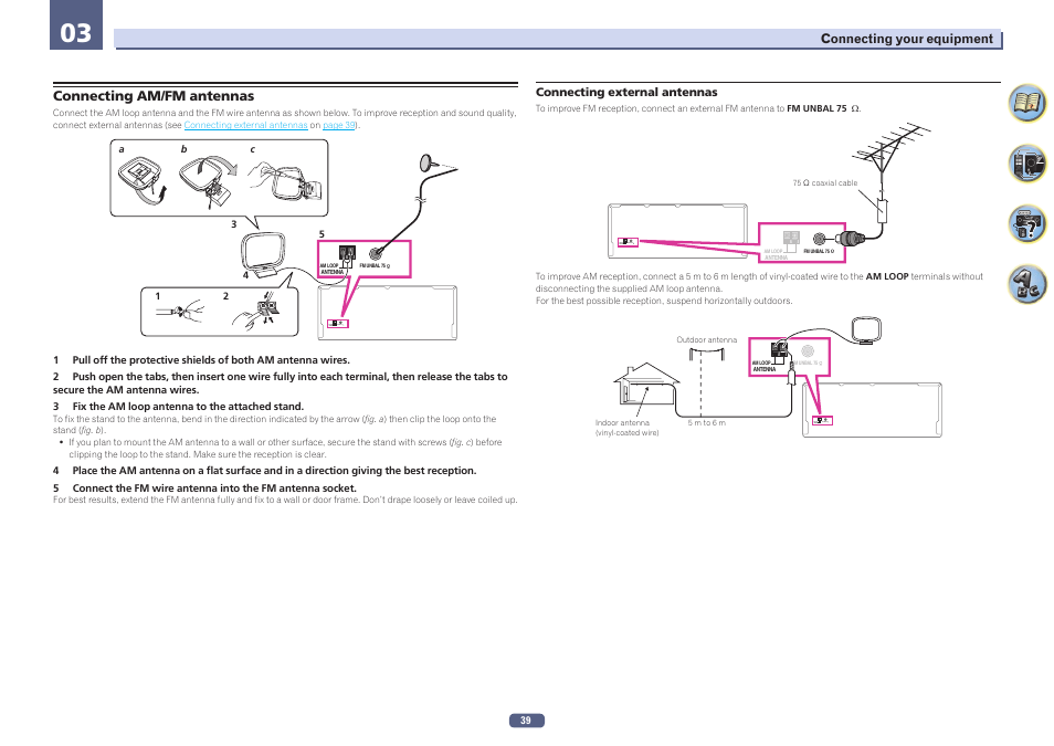 Connecting am/fm antennas | Pioneer SC-LX58-S User Manual | Page 39 / 140