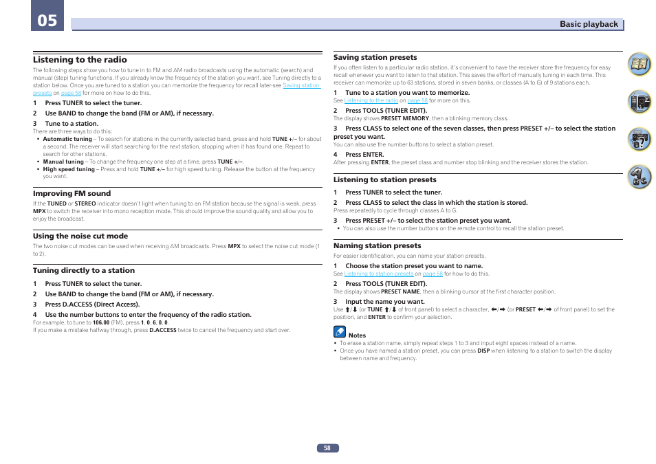 Listening to the radio | Pioneer SC-LX58-S User Manual | Page 58 / 140