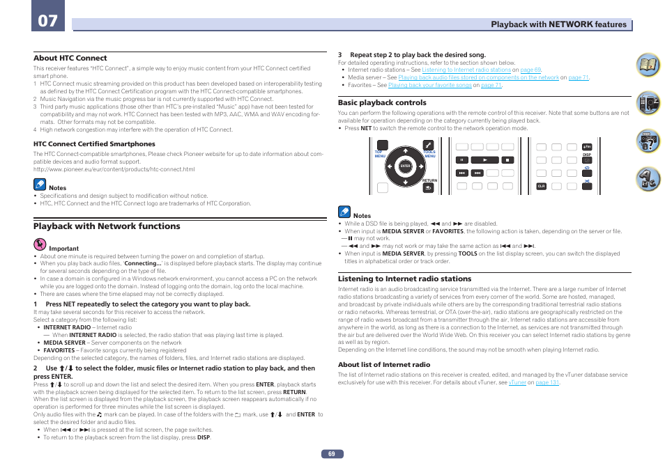 Playback with network functions, Listening to internet radio stations | Pioneer SC-LX58-S User Manual | Page 69 / 140