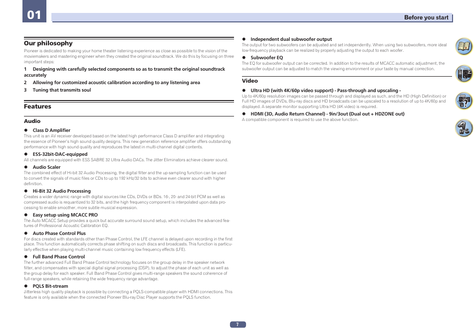 Our philosophy features | Pioneer SC-LX58-S User Manual | Page 7 / 140