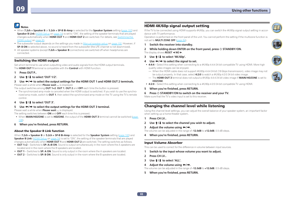 Switching the hdmi output | Pioneer SC-LX58-S User Manual | Page 83 / 140