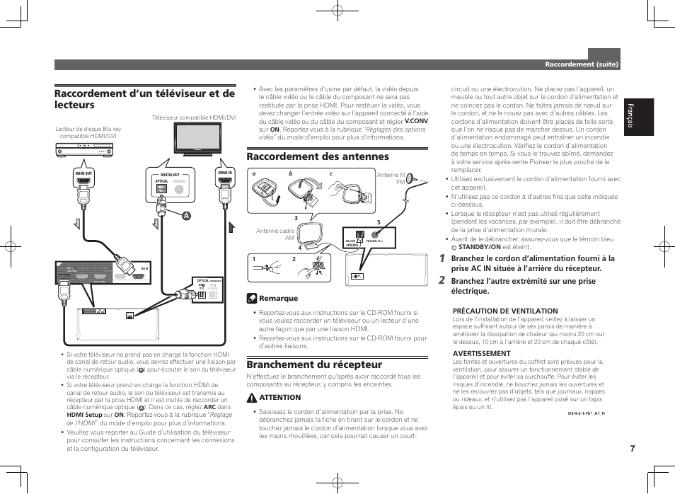 Branchement du récepteur | Pioneer SC-LX88-K User Manual | Page 17 / 76