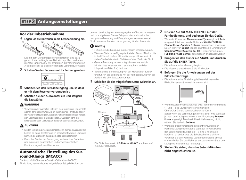 Anfangseinstellungen, Vor der inbetriebnahme | Pioneer SC-LX88-K User Manual | Page 28 / 76
