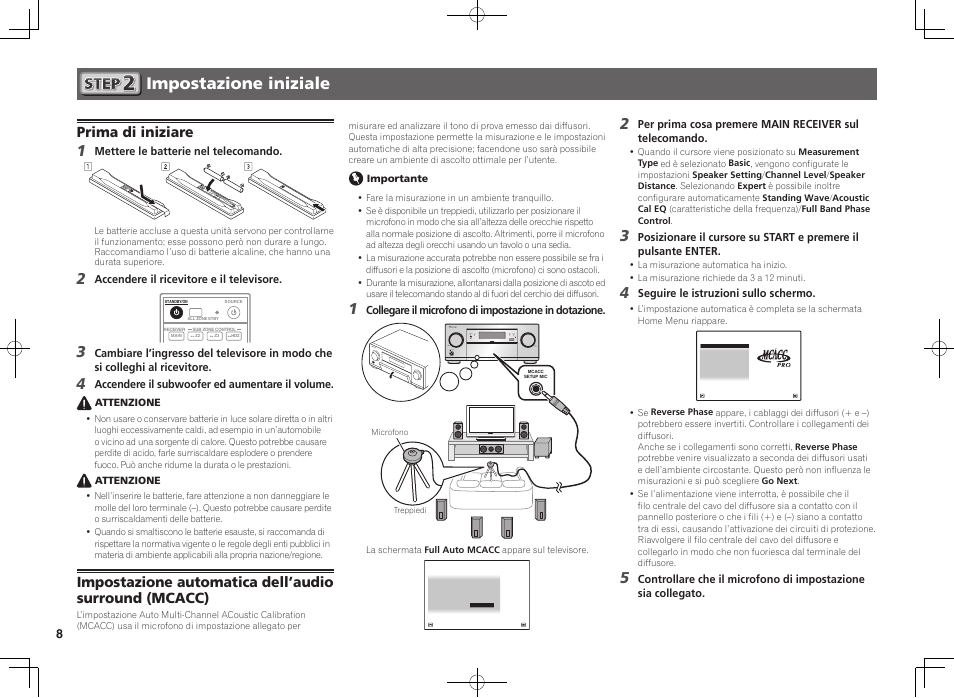 Impostazione iniziale, Prima di iniziare | Pioneer SC-LX88-K User Manual | Page 38 / 76