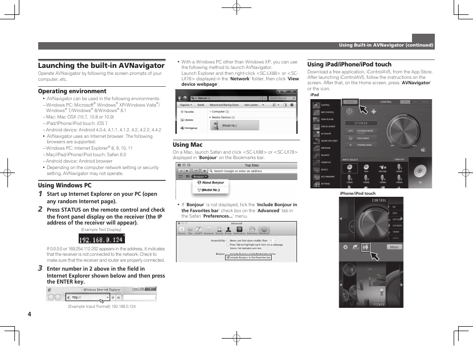 Launching the built-in avnavigator | Pioneer SC-LX88-K User Manual | Page 4 / 76