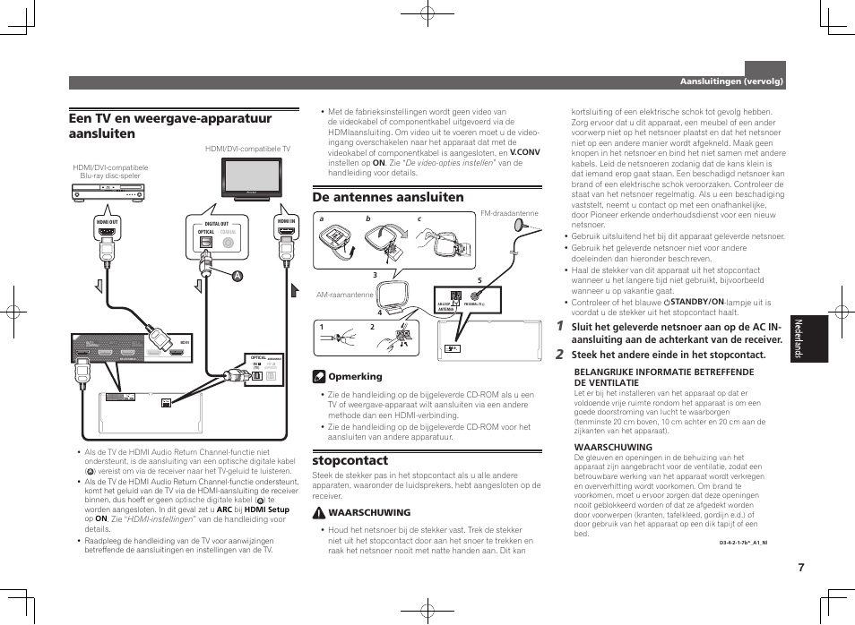 De antennes aansluiten antenna am loop fm unbal 75, Stopcontact | Pioneer SC-LX88-K User Manual | Page 47 / 76
