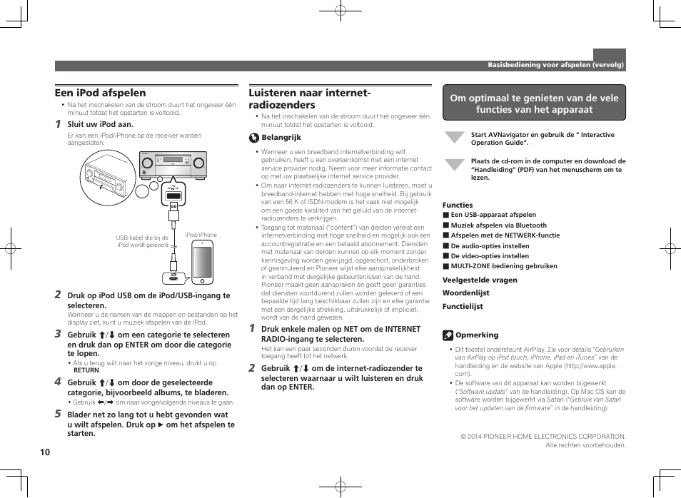 Een ipod afspelen, Luisteren naar internet- radiozenders | Pioneer SC-LX88-K User Manual | Page 50 / 76
