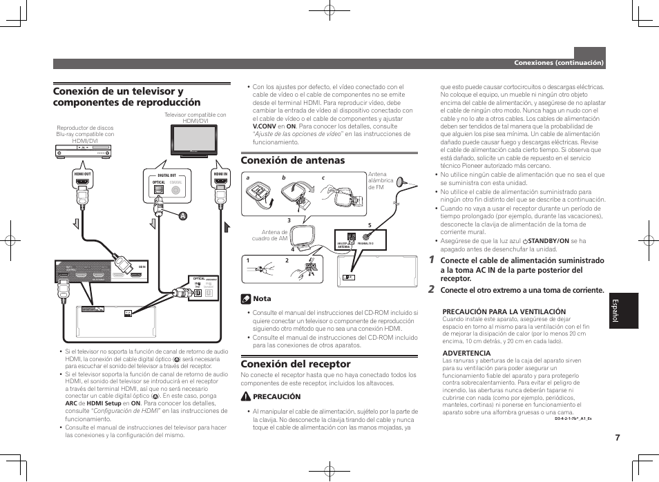 Conexión de antenas antenna am loop fm unbal 75, Conexión del receptor | Pioneer SC-LX88-K User Manual | Page 57 / 76