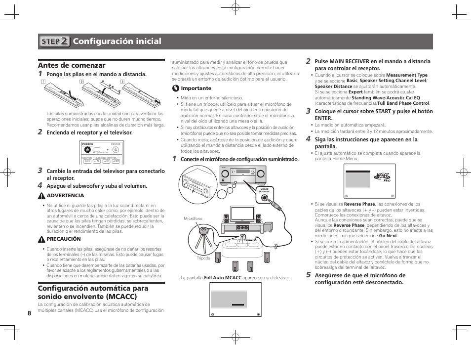 Configuración inicial, Antes de comenzar | Pioneer SC-LX88-K User Manual | Page 58 / 76