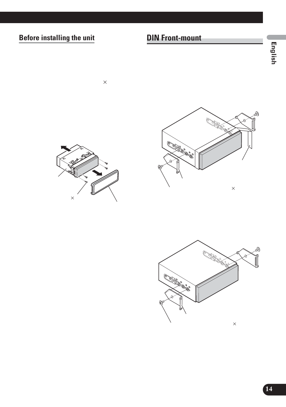 Din front-mount, Before installing the unit | Pioneer AVH-P5100DVD User Manual | Page 15 / 98