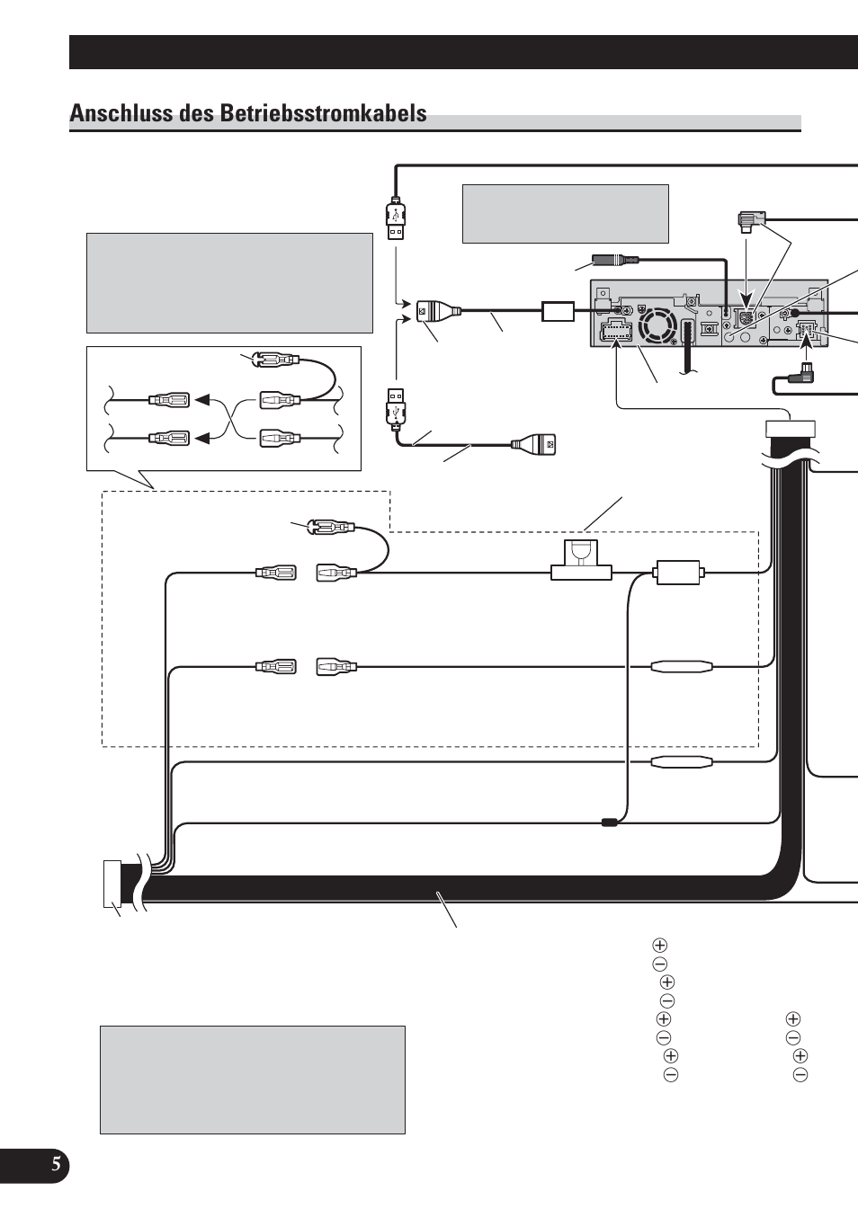 Anschluss des betriebsstromkabels, Anschließen der einheiten | Pioneer AVH-P5100DVD User Manual | Page 38 / 98