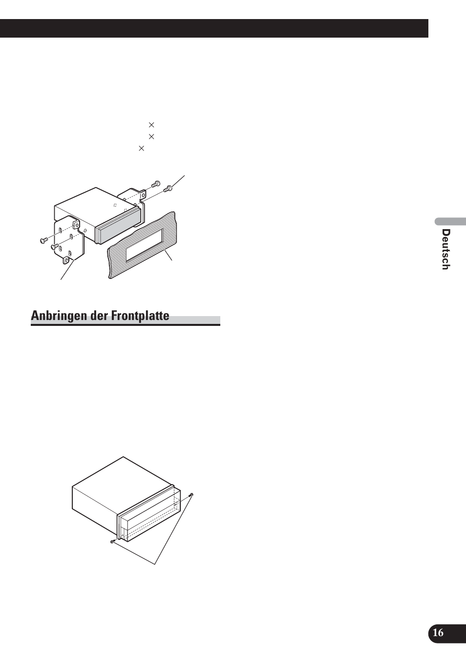 Anbringen der frontplatte | Pioneer AVH-P5100DVD User Manual | Page 49 / 98