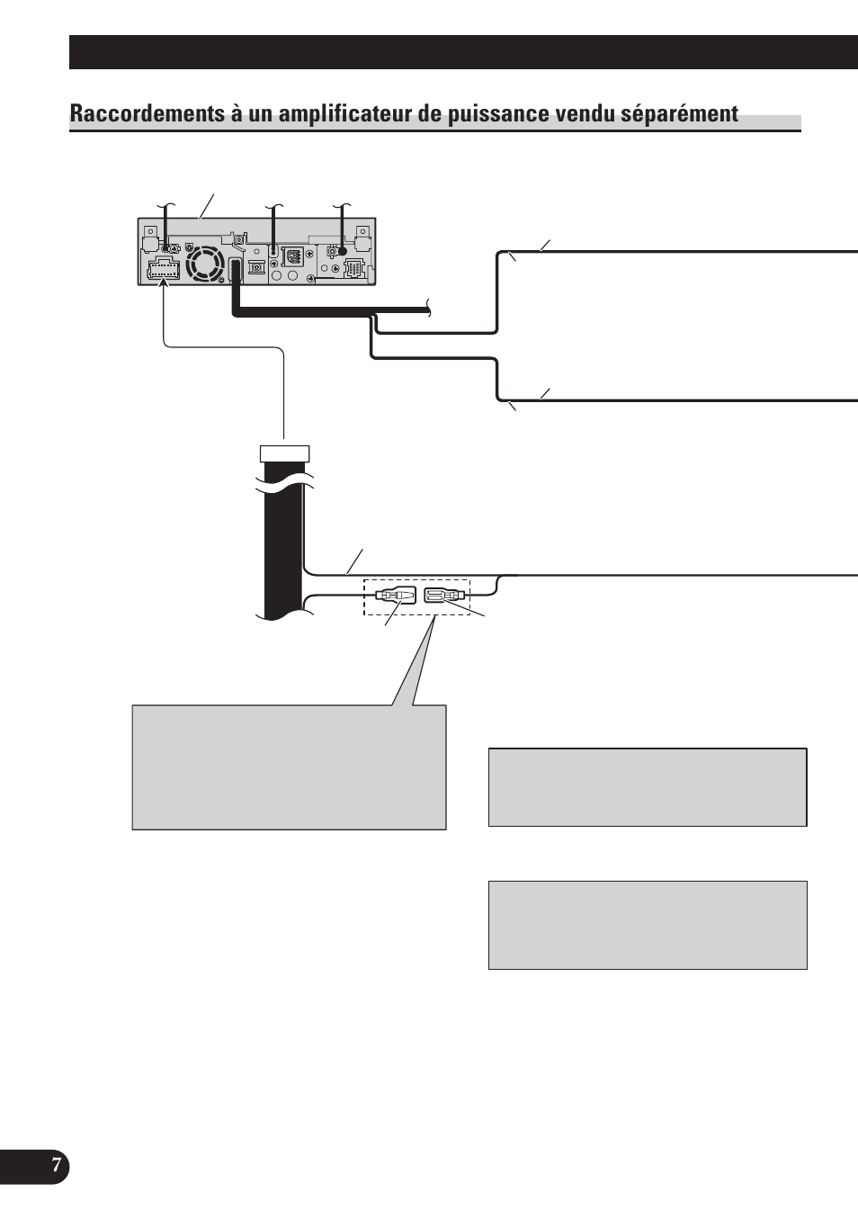 Raccordements à un amplificateur de, Puissance vendu séparément, Raccordements des appareils | Pioneer AVH-P5100DVD User Manual | Page 56 / 98