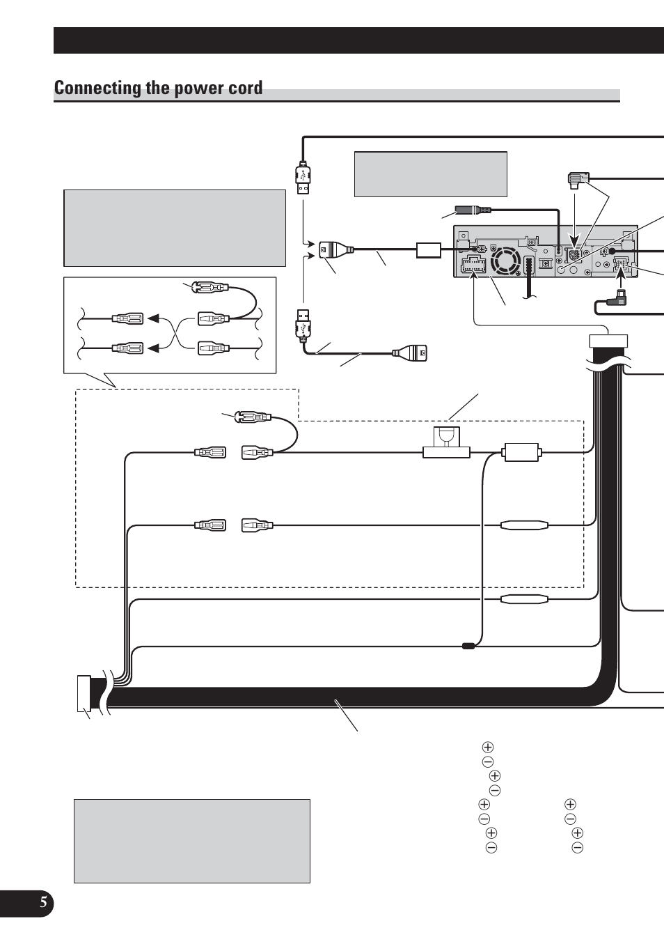 Connecting the power cord, Connecting the units | Pioneer AVH-P5100DVD User Manual | Page 6 / 98