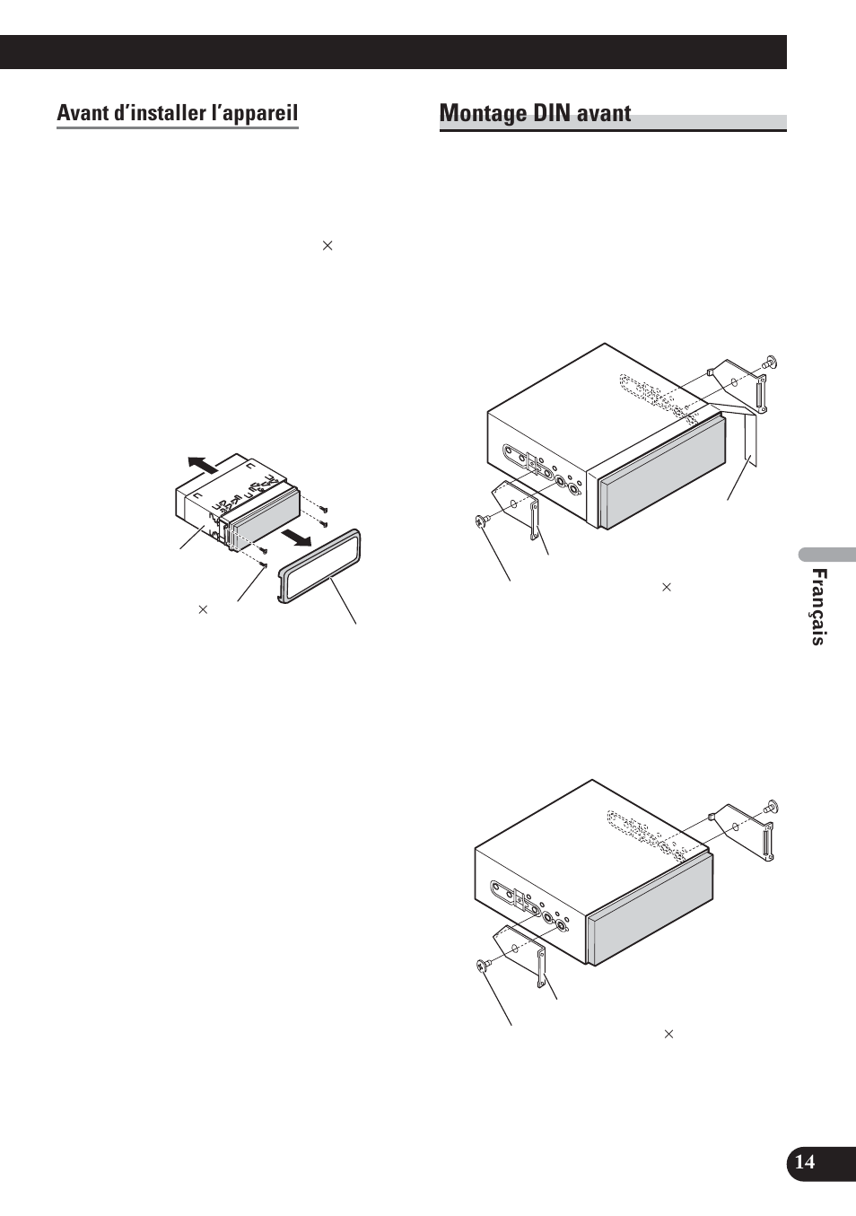 Montage din avant, Avant d’installer l’appareil | Pioneer AVH-P5100DVD User Manual | Page 63 / 98