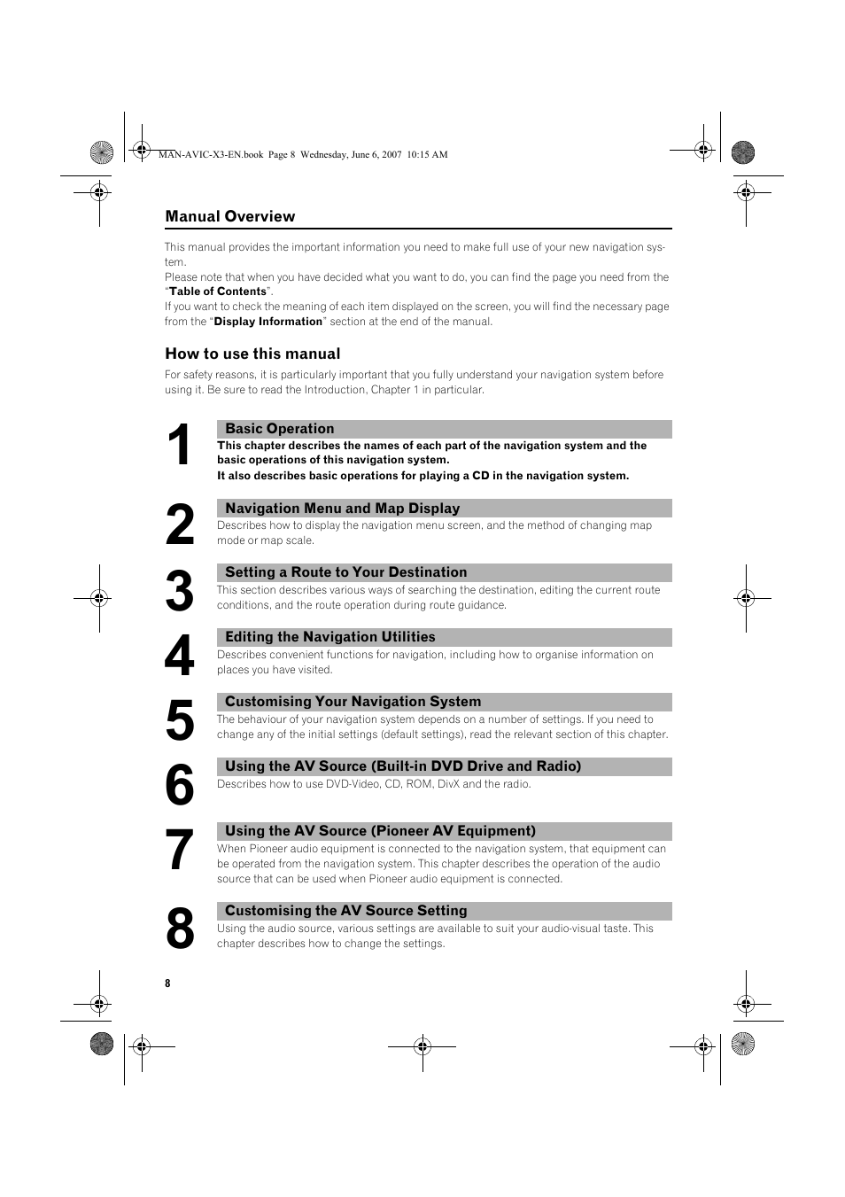 Pioneer AVIC-X3 User Manual | Page 10 / 164