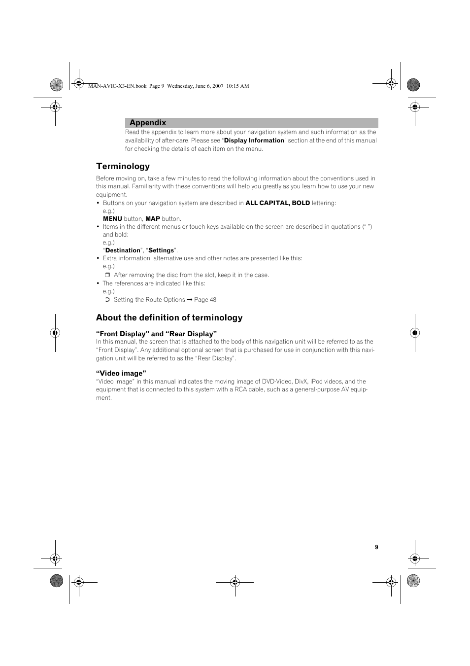 Terminology, About the definition of terminology | Pioneer AVIC-X3 User Manual | Page 11 / 164