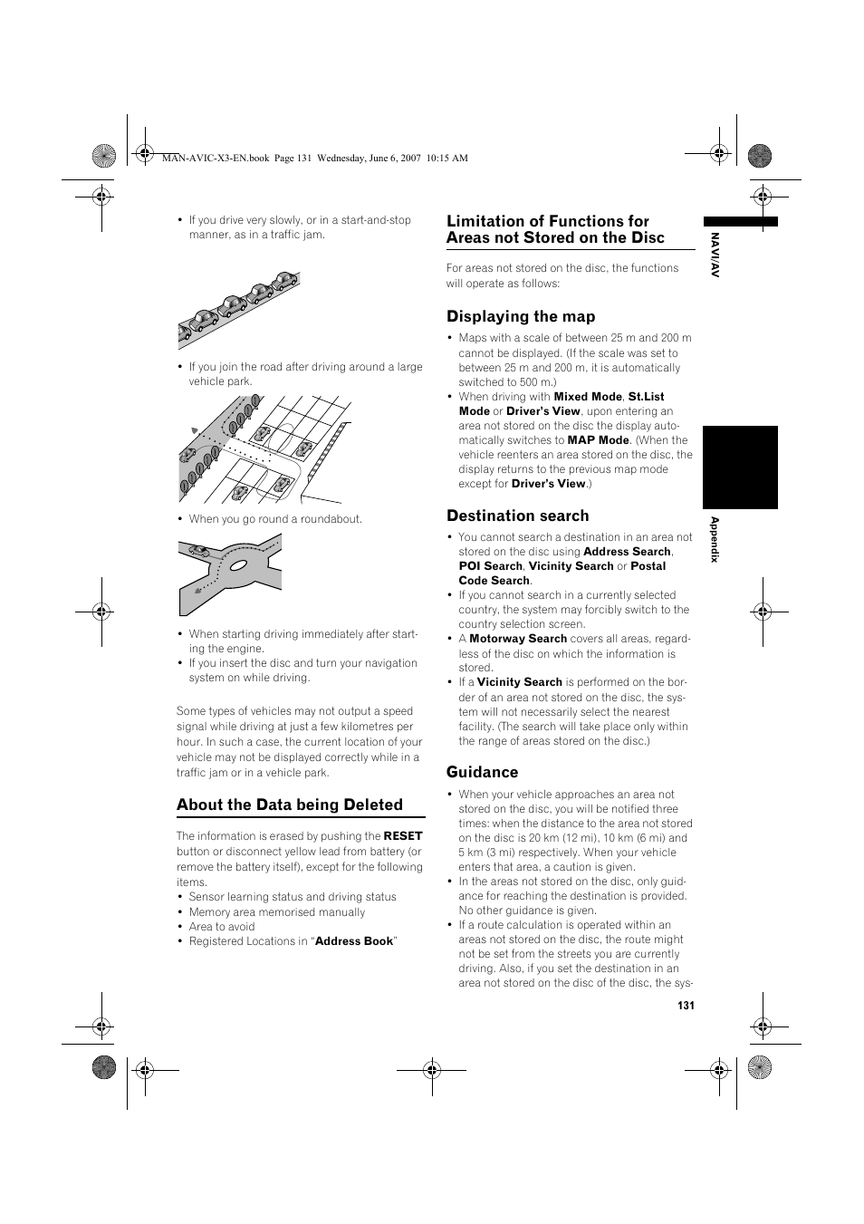 About the data being deleted, Displaying the map, Destination search | Guidance | Pioneer AVIC-X3 User Manual | Page 133 / 164