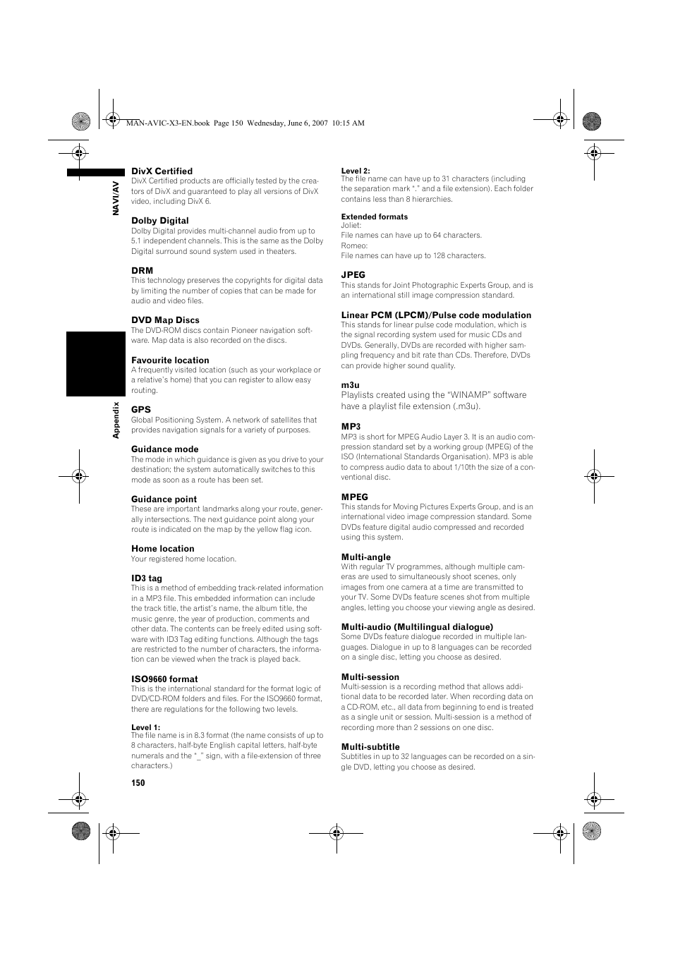 Pioneer AVIC-X3 User Manual | Page 152 / 164