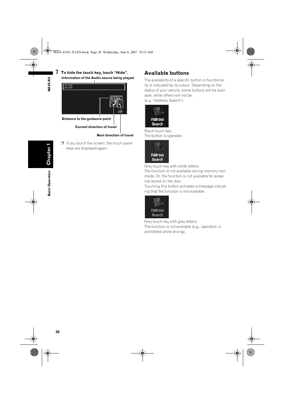 Available buttons | Pioneer AVIC-X3 User Manual | Page 32 / 164
