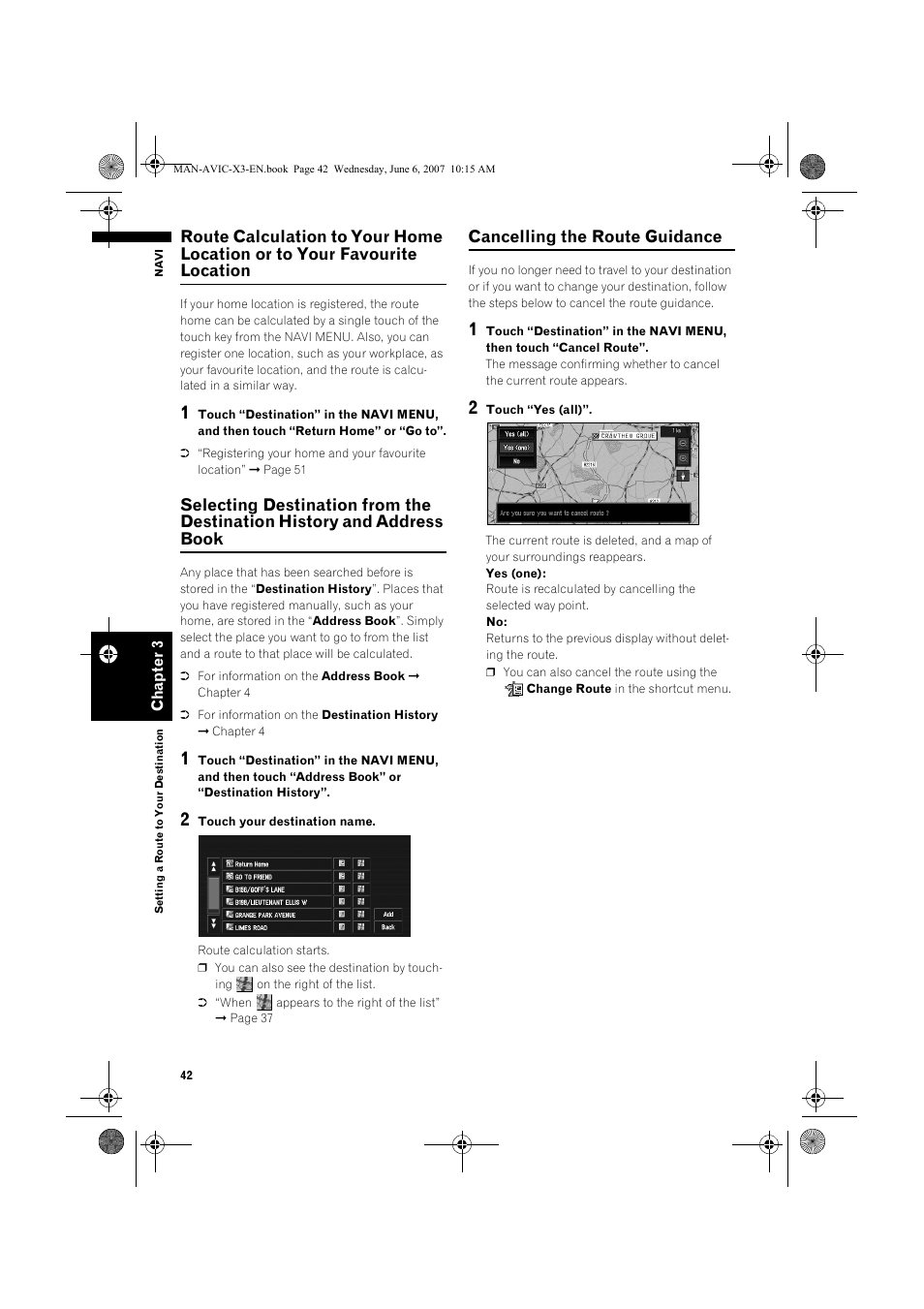 Cancelling the route guidance | Pioneer AVIC-X3 User Manual | Page 44 / 164