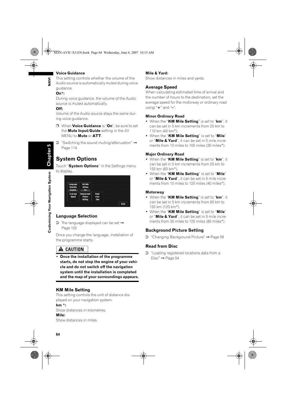 System options | Pioneer AVIC-X3 User Manual | Page 66 / 164