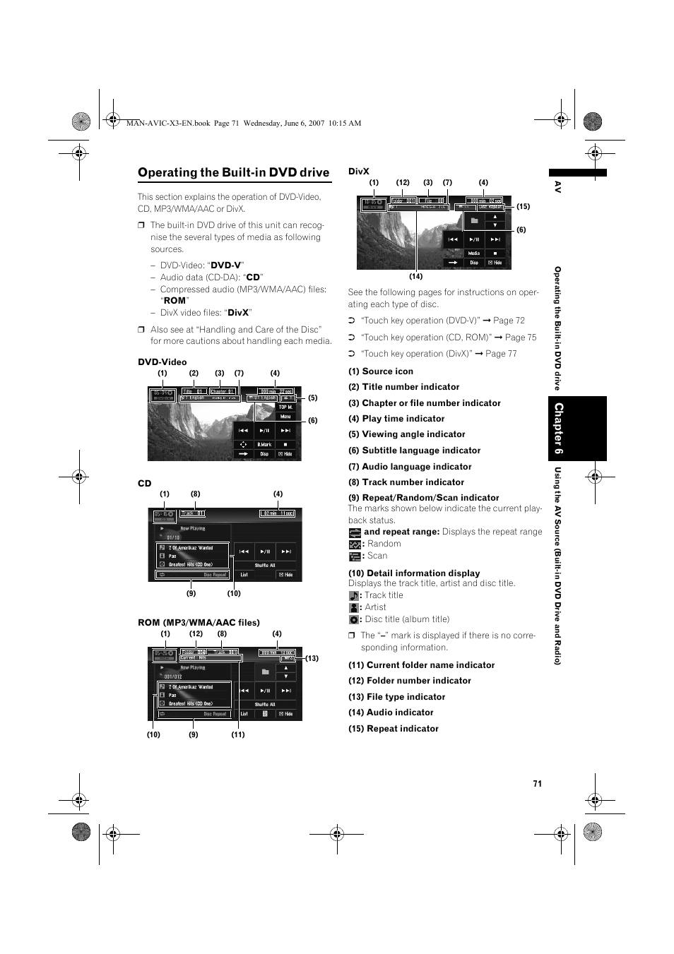 Operating the built-in dvd drive | Pioneer AVIC-X3 User Manual | Page 73 / 164