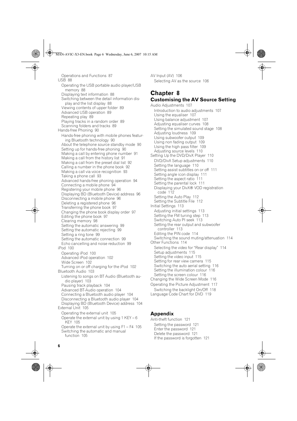 Chapter 8 | Pioneer AVIC-X3 User Manual | Page 8 / 164
