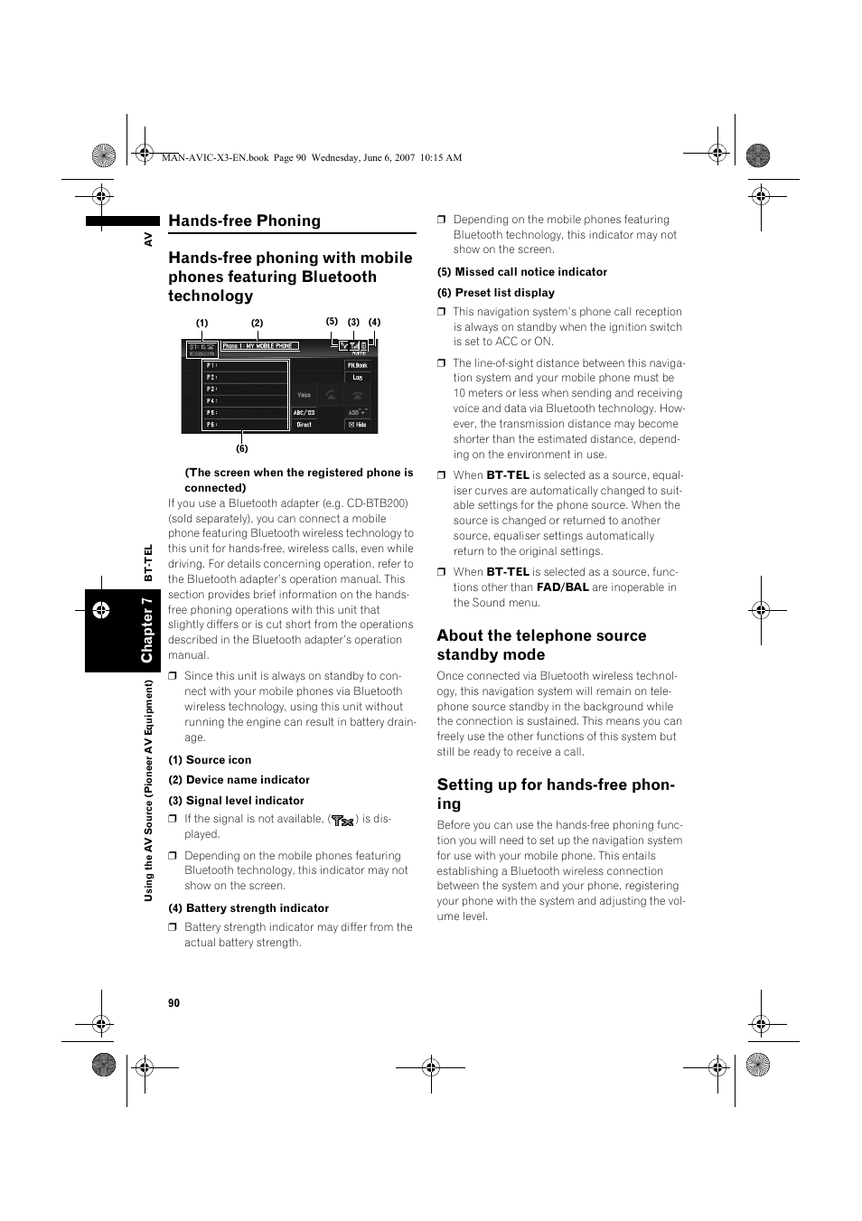 About the telephone source standby mode, Setting up for hands-free phon- ing | Pioneer AVIC-X3 User Manual | Page 92 / 164