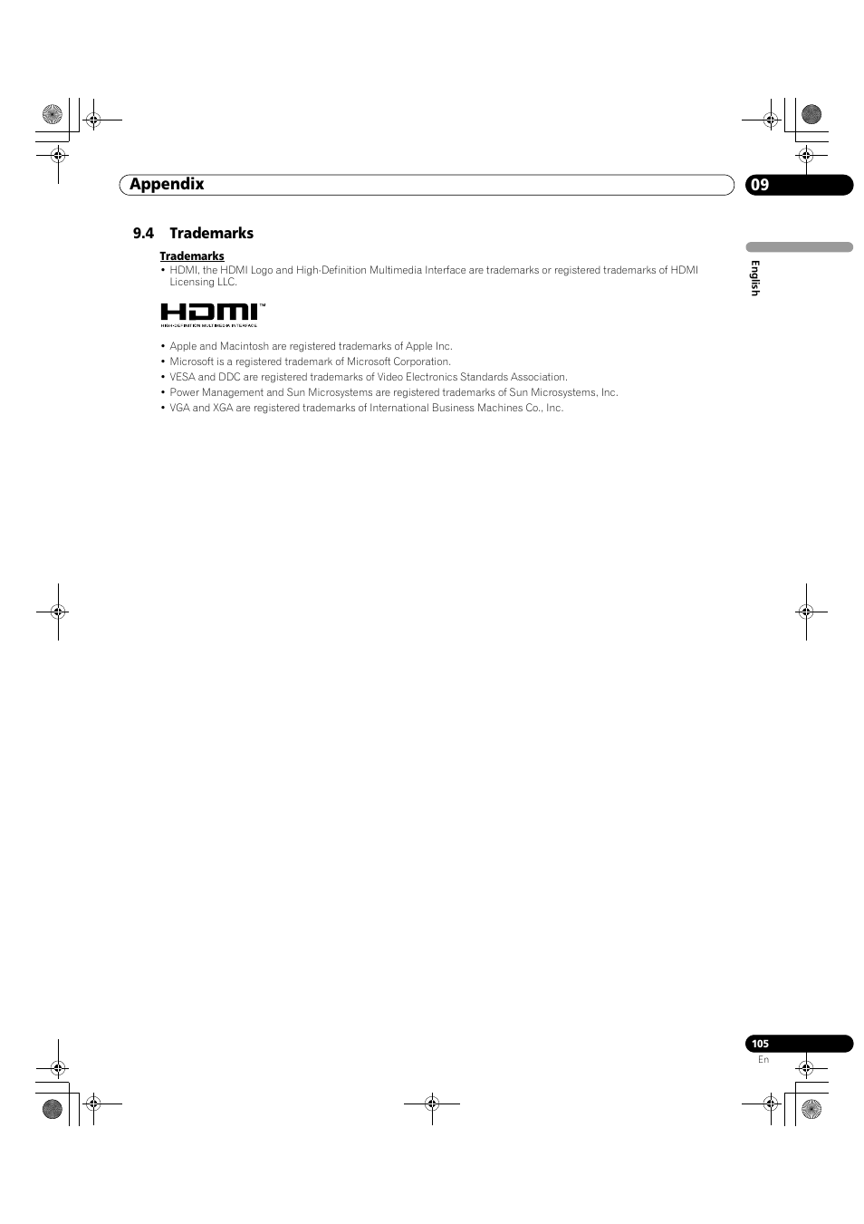 4 trademarks, 09 appendix | Pioneer KRP-500M User Manual | Page 105 / 325