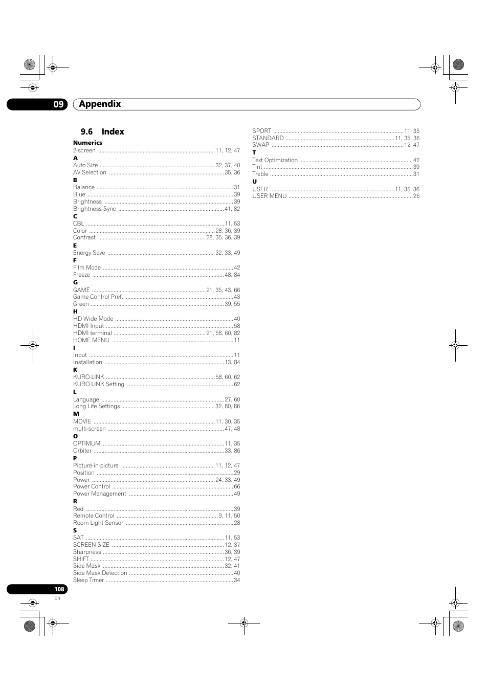 6 index, 09 appendix | Pioneer KRP-500M User Manual | Page 108 / 325