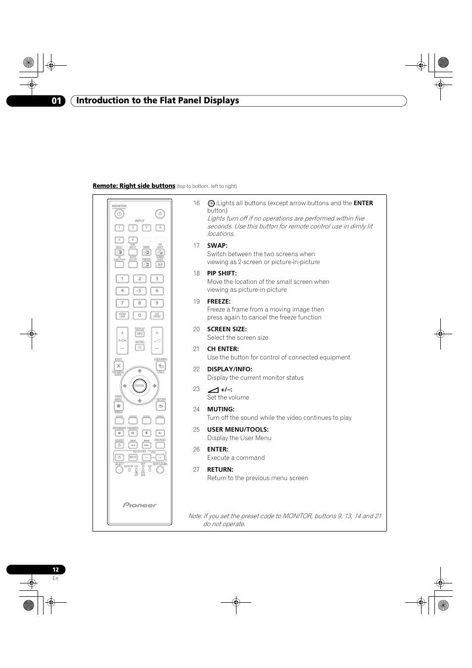 01 introduction to the flat panel displays | Pioneer KRP-500M User Manual | Page 12 / 325