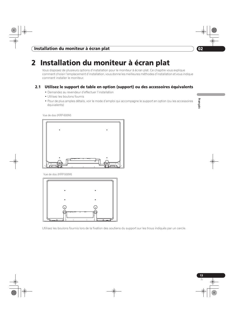 2 installation du moniteur à écran plat, 02 installation du moniteur à écran plat | Pioneer KRP-500M User Manual | Page 121 / 325