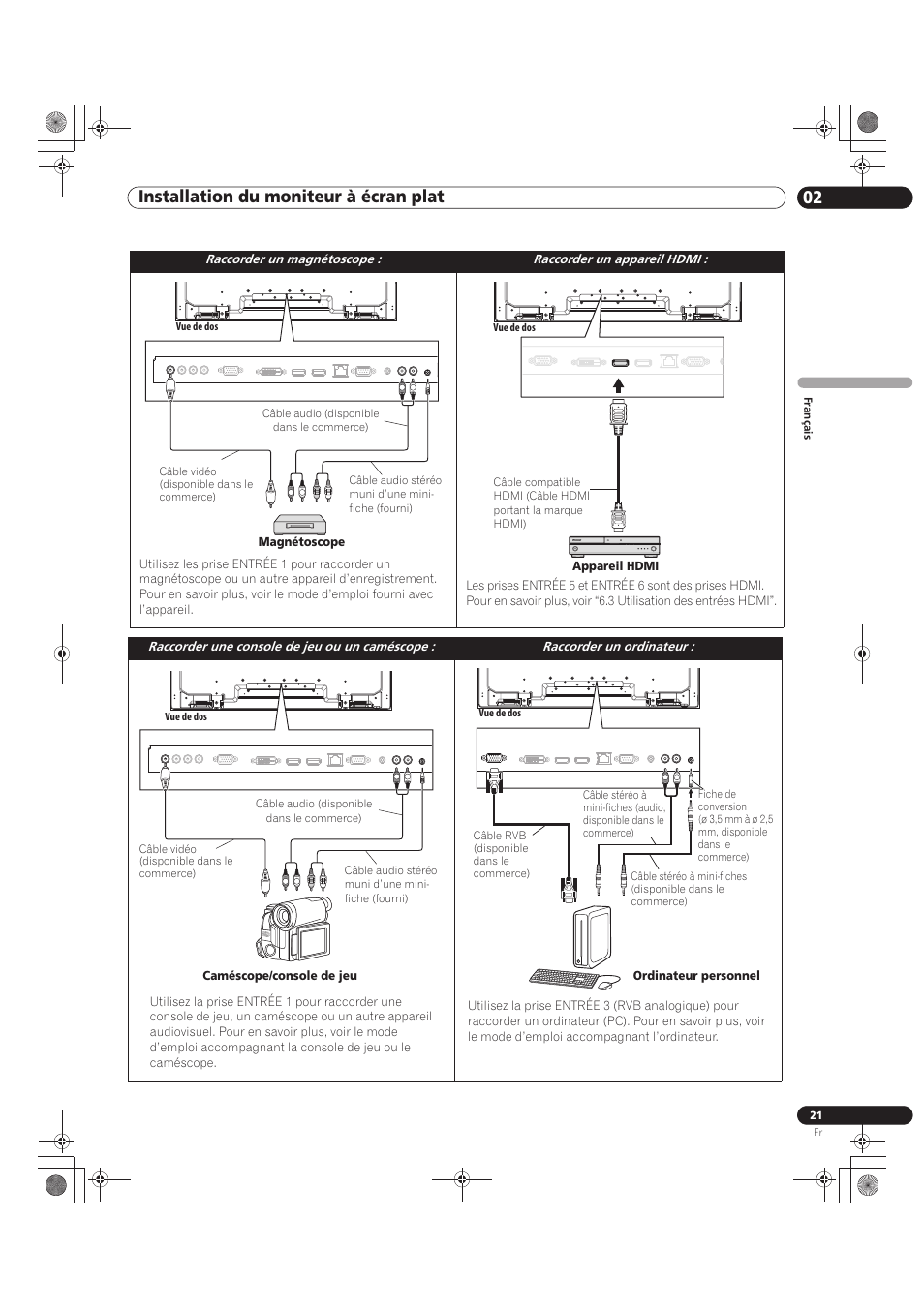 02 installation du moniteur à écran plat | Pioneer KRP-500M User Manual | Page 129 / 325