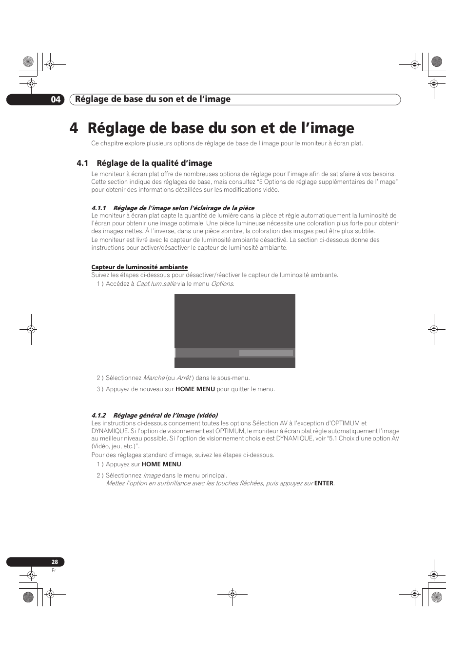 4 réglage de base du son et de l’image, 1 réglage de la qualité d’image, 04 réglage de base du son et de l’image | Pioneer KRP-500M User Manual | Page 136 / 325